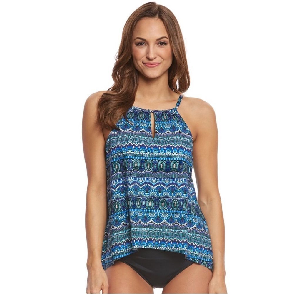 Miraclesuit Rockin Moroccan Keyhole Tankini Swim Top Size 8